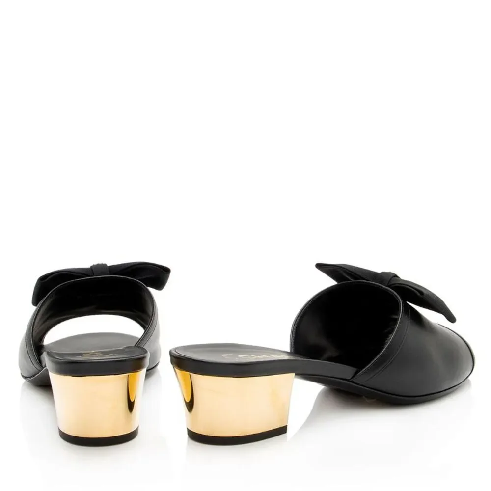 Chanel Lambskin CC Bow Mules - Size 7 / 37 - Picture 3 of 8